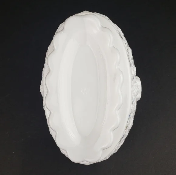 Westmoreland Milk Glass Basket Roses and Blue Vine Grapes Candy Dish Vintage - Picture 7 of 16